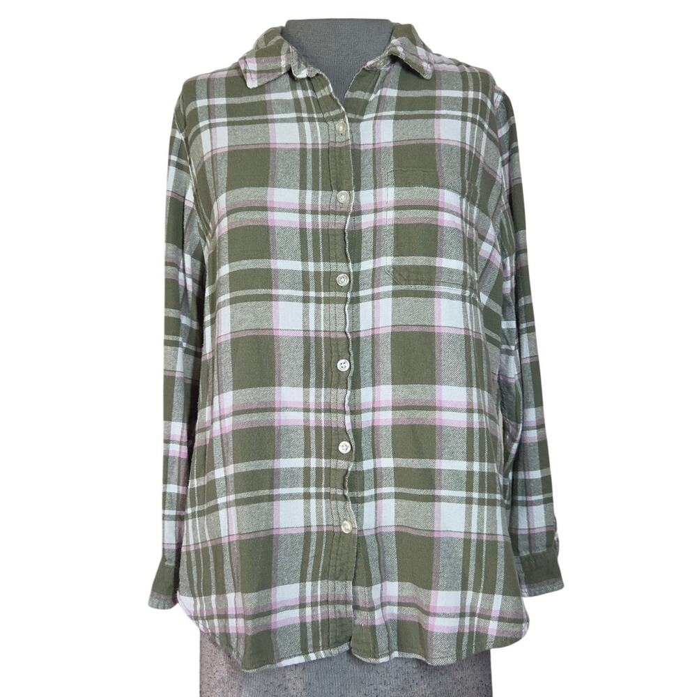 Plaid Cotton Button Down Flannel Size Medium